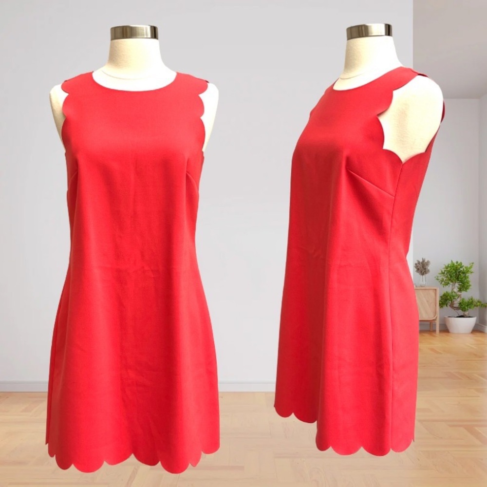 J. Crew Sheath Mini Dress Sleeveless Crew Neck with Scalloped Hem- Size 2